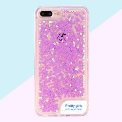 iPhone 7 Plus LED Light Up Liquid Star Dust Case (Purple)
